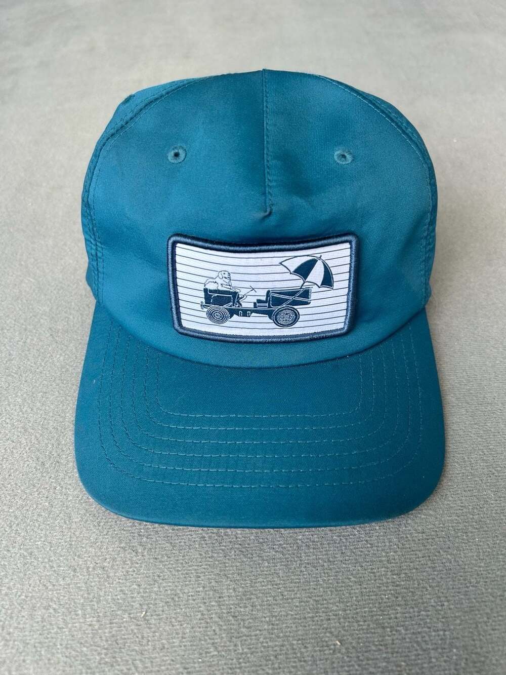 Puma x Arnold Palmer Collaboration Flexfit 110 Golf Hat Teal with Cart Patch H19